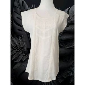 Cable and Gauge Tank Top Womens Medium S 100% Cotton Lace Crochet Cream Shirt